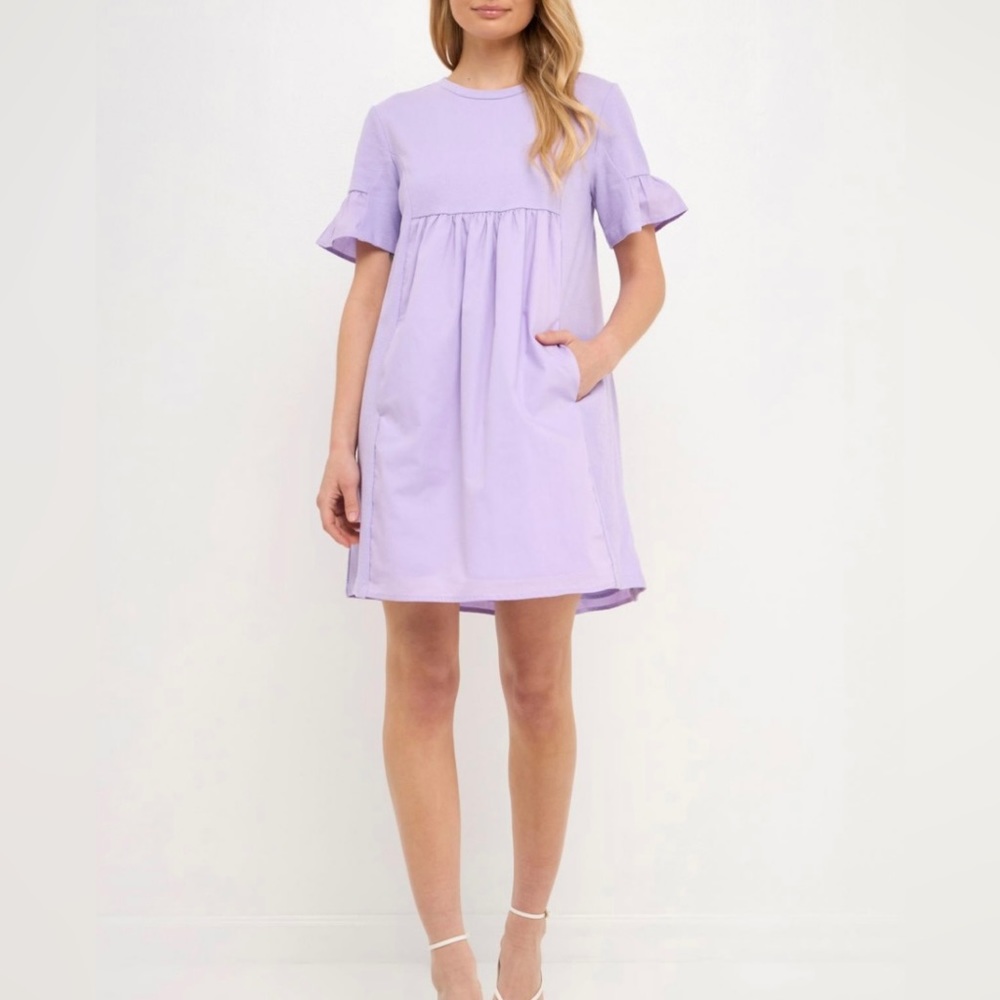 English Factory Lilac Solid Mini Dress Size Small/S